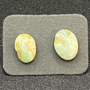 Aqua and Green Agate Earrings With Silver Plated Posts